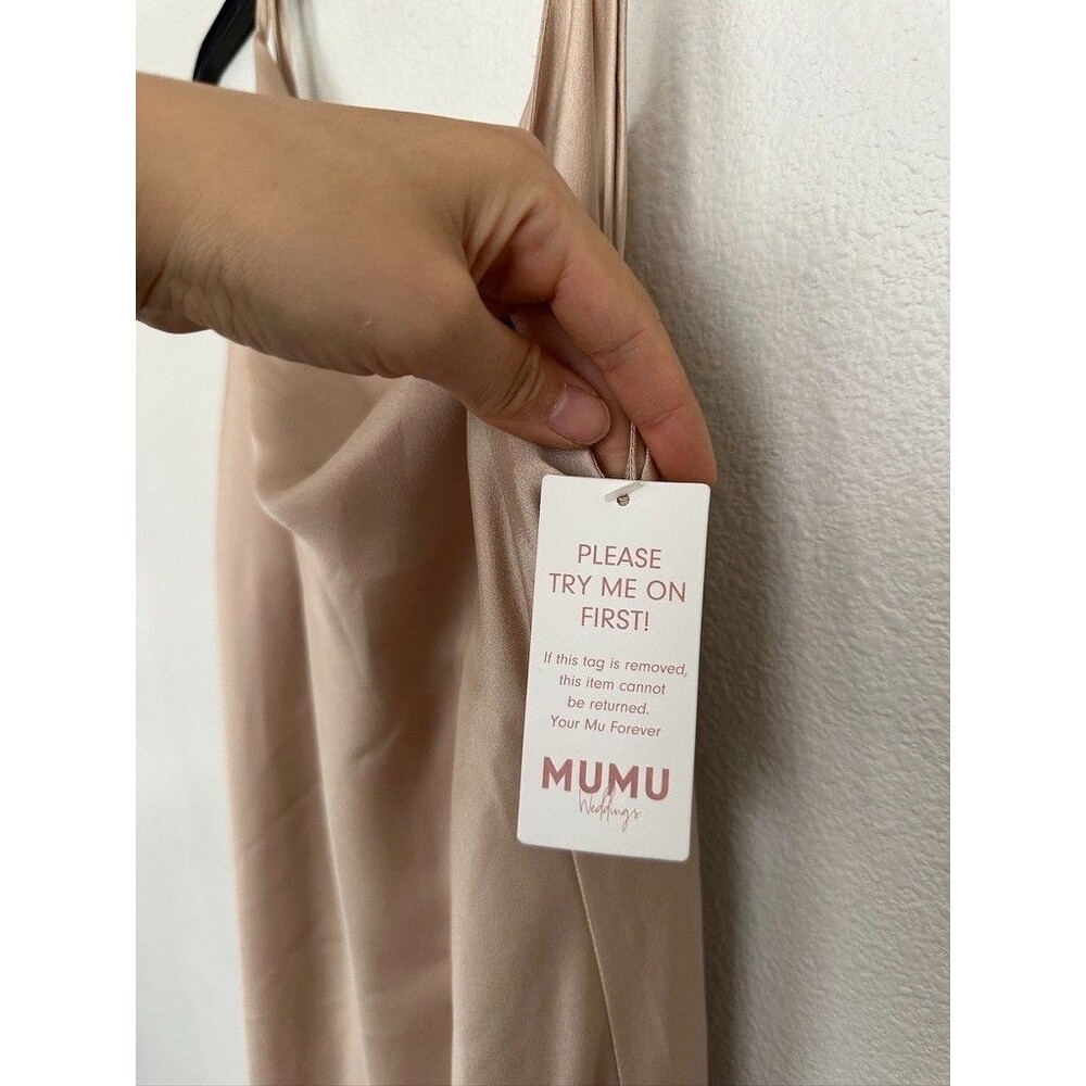NWT Show Me Your Mumu Tuscany Satin Cowl Neck Slip Dress Champagne Women's Small - Picture 6 of 13